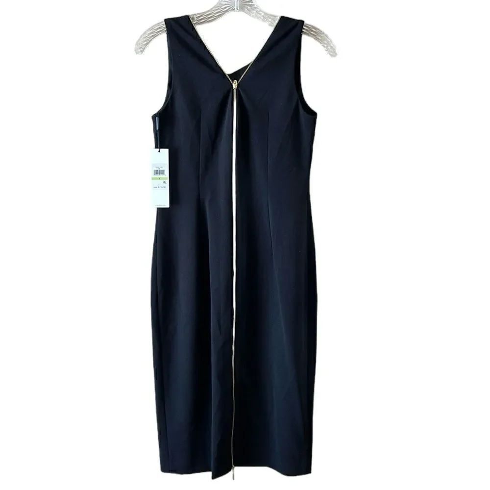 NEW Calvin Klein Full Zip Black Sleeveless Dress